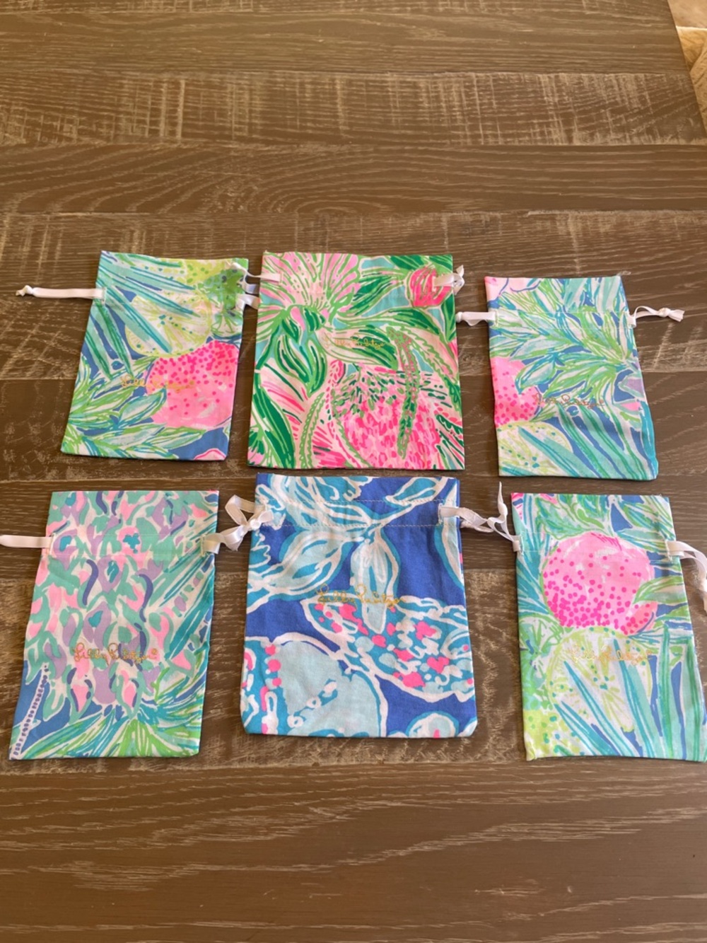 Brand New Set of 6 Lilly Pulitzer Jewelry Pouches